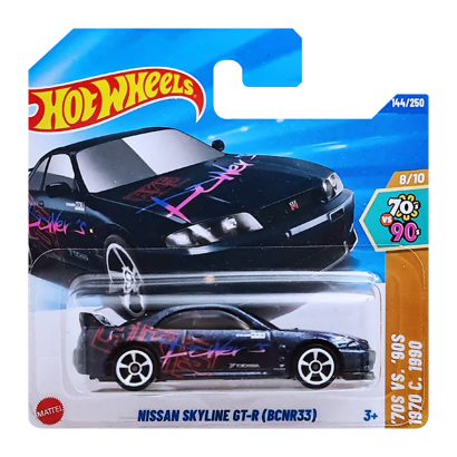 Машинка Базовая Hot Wheels Nissan Skyline GT-R (BCNR33) '70s vs. '90s 1:64 HYY04 Blue - Retromagaz