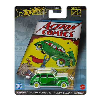 Машинка Premium Hot Wheels Action Comics #1 - Action Sedan Pop Culture 1:64 HVJ50 Green Машинка Premium Hot Wheels Action Comics #1 - Action Sedan Pop Culture 1:64 HVJ50 Green - Retromagaz