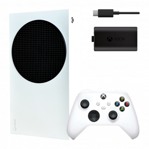 Набір Консоль Microsoft Xbox Series S 512GB White Б/У  + Акумулятор Play and Charge Kit + Кабель UB Type-C Black Новий - Retromagaz