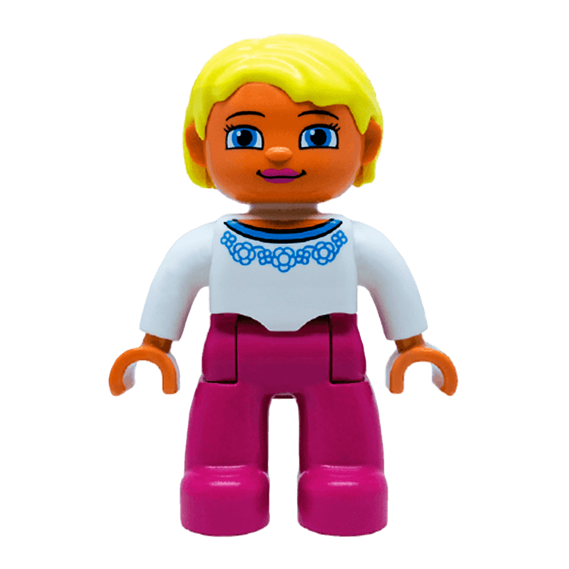 Фігурка Lego Girl Magenta Legs White Sweater Duplo 47394pb170 Б/У - Retromagaz