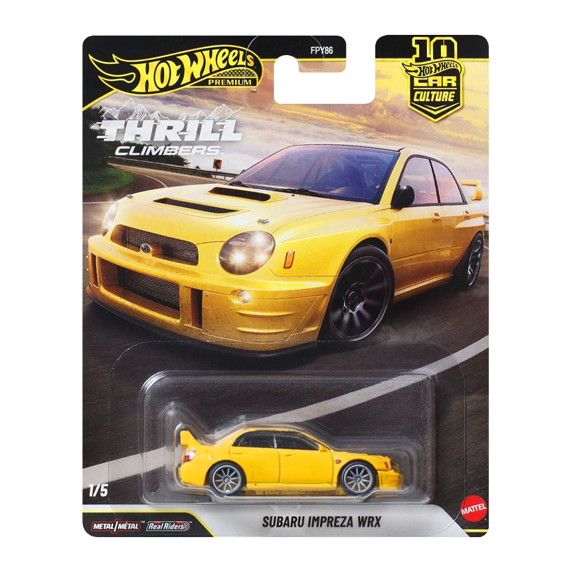 Машинка Premium Hot Wheels Subaru Impreza WRX Thrill Climbers 1:64 JKF21 Yellow - Retromagaz