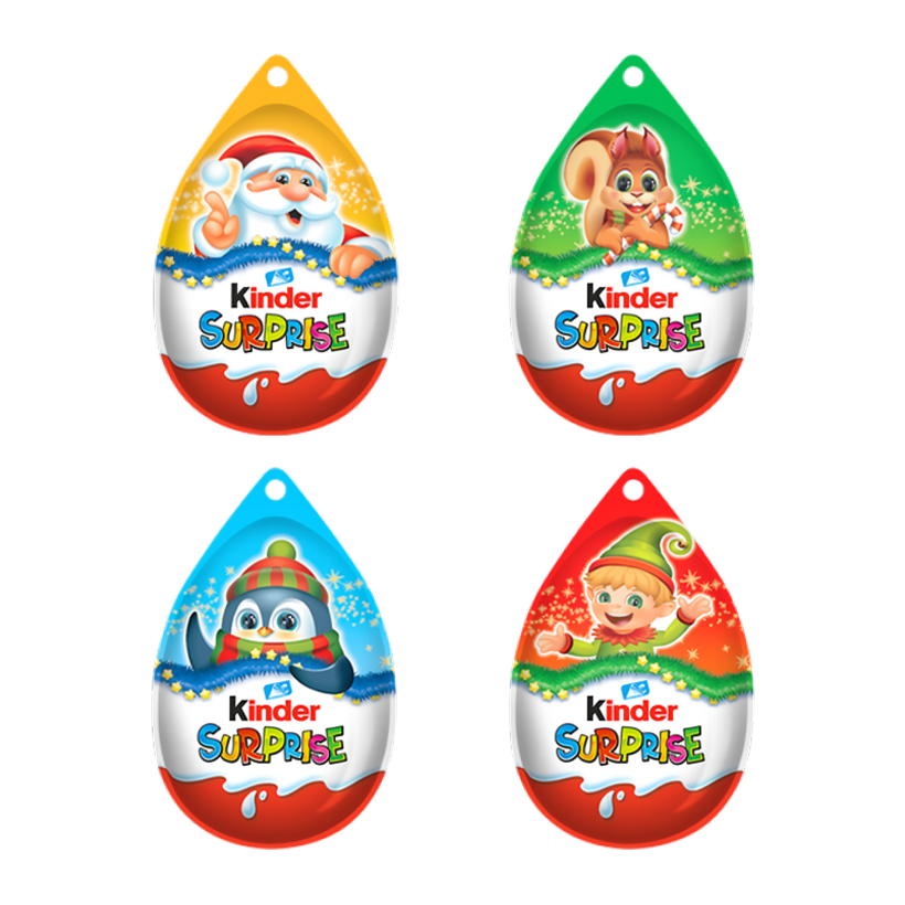 Набор Шоколадное Яйцо 4шт Kinder Surprise Christmas На Елку Рождественские 20g - Retromagaz