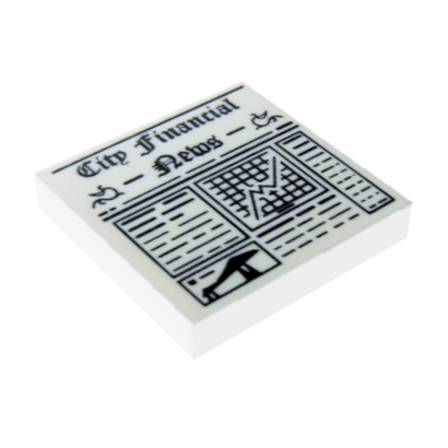 Плитка Lego Декоративная Groove with Newspaper 'City Financial News' Pattern 2 x 2 3068bpb0605 6010429 White Б/У - Retromagaz