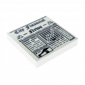 Плитка Lego Декоративная Groove with Newspaper 'City Financial News' Pattern 2 x 2 3068bpb0605 6010429 White Б/У
