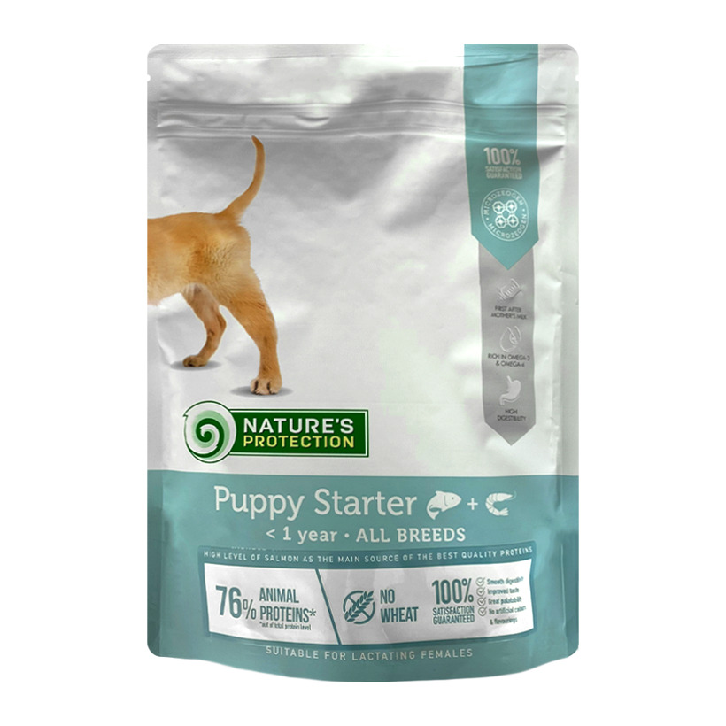 Сухой Корм Nature's Protection для Собак Nature's Protection Puppy Starter All Breeds Лосось и Криль 500g - Retromagaz