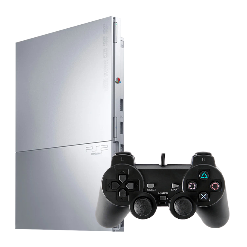 Набор Консоль Sony PlayStation 2 Slim SCPH-9xxx Chip Silver Б/У  + Геймпад Проводной RMC Black Новый - Retromagaz