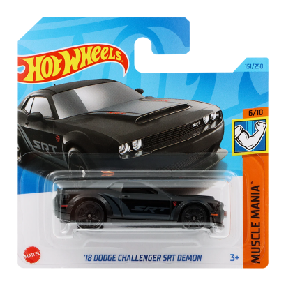 Машинка Базова Hot Wheels '18 Dodge Challenger SRT Demon Muscle Mania 1:64 HKK90 Black - Retromagaz