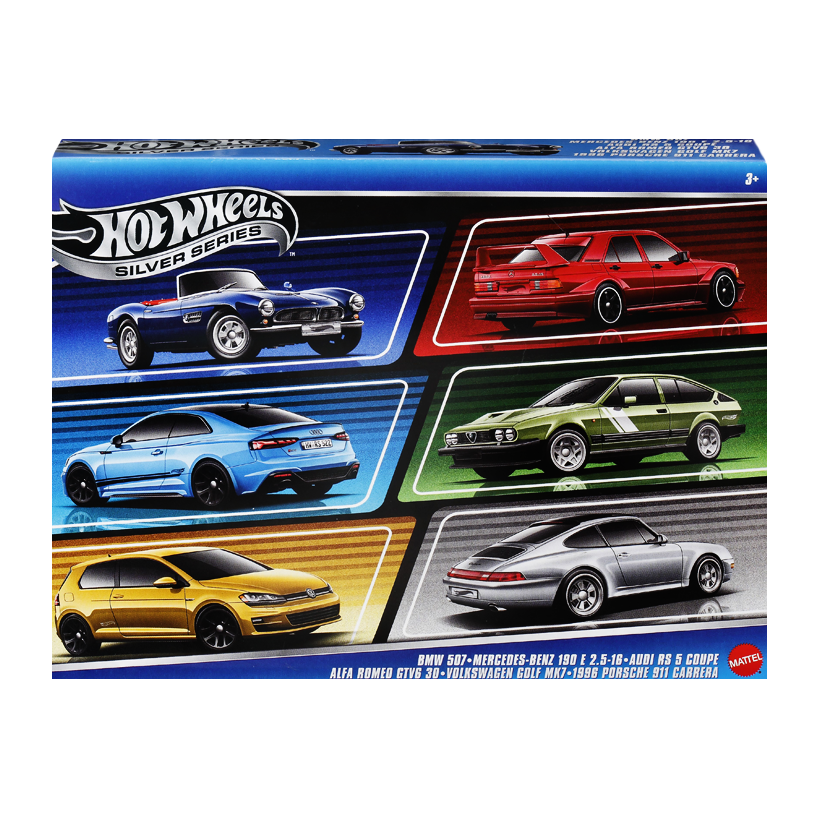 Тематическая Машинка 6шт Hot Wheels Porsche Porsche Carrera / Alfa Romeo / Mercedes-Benz / Volkswagen Golf /BMW / Audi RS5 European Streets 1:64 JBY79 Grey - Retromagaz