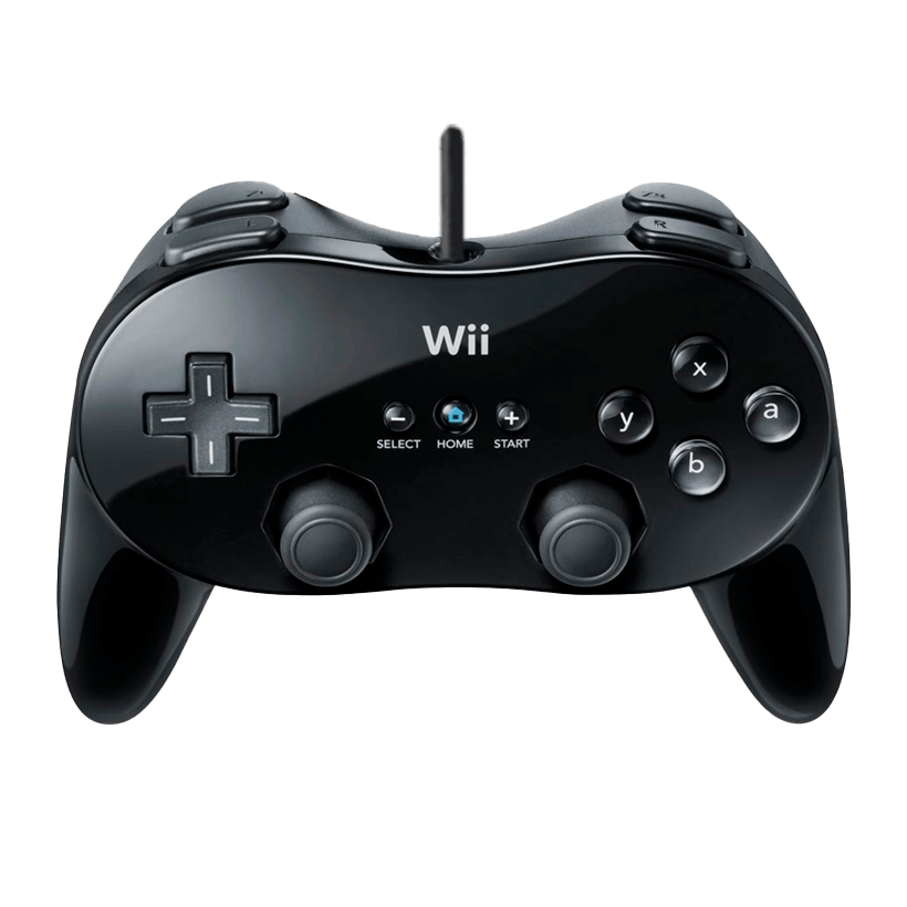 Геймпад Дротовий Nintendo Wii RVL-005(-02) Classic Controller Pro SNES / NES Mini Black 1m Б/У - Retromagaz