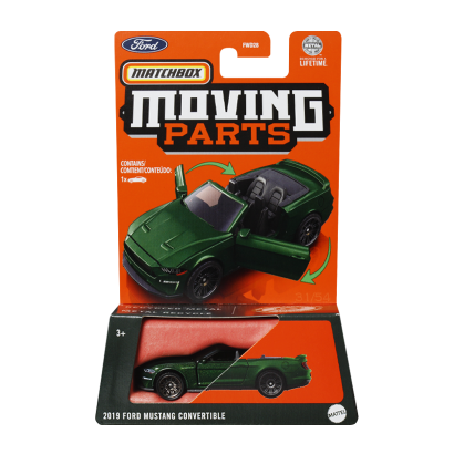 Тематическая Машинка Matchbox 2019 Ford Mustang Convertible Moving Parts 1:64 FWD28/HVM95 Green - Retromagaz