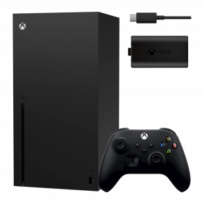 Набор Консоль Microsoft Xbox Series X 1TB Black Б/У  + Аккумулятор Play and Charge Kit + Кабель USB Type-C Новый - Retromagaz