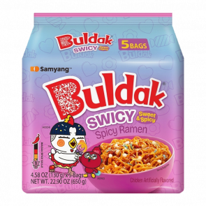 Набор Лапша 5шт Samyang Buldak Swicy Sweet & Spicy Chicken Ramen Средне Острая 130g - Retromagaz