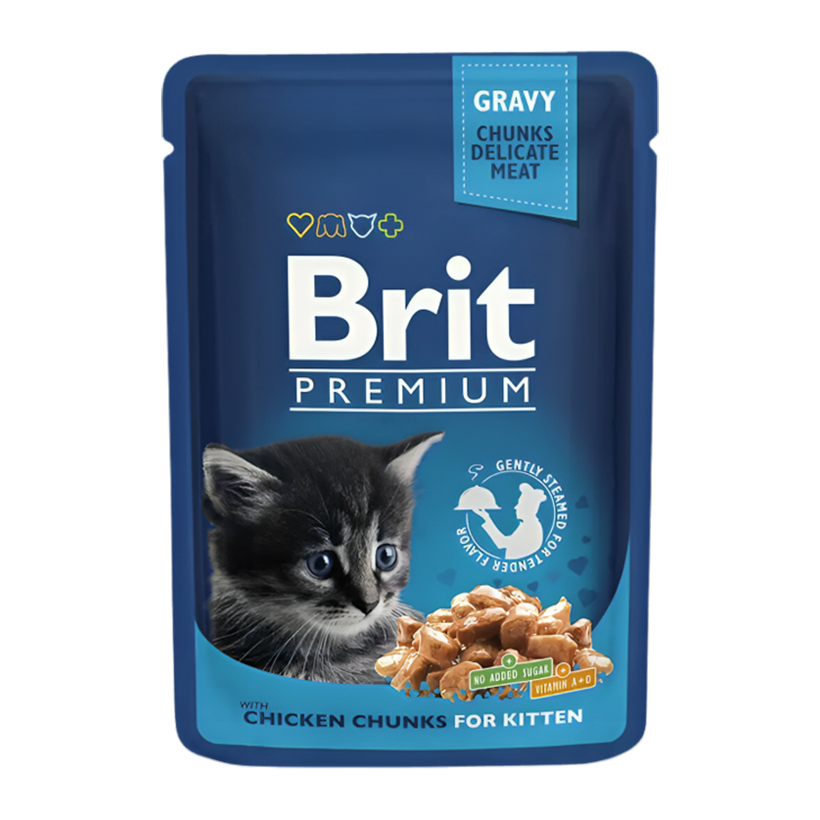 Влажный Корм для Кошек Brit Premium for Kitten Курица 100g - Retromagaz