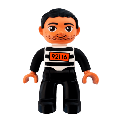 Фігурка Lego Black Legs Black and White Striped Top Duplo Boy 47394pb168 Б/У - Retromagaz