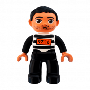 Фигурка Lego Black Legs Black and White Striped Top Duplo Boy 47394pb168 Б/У