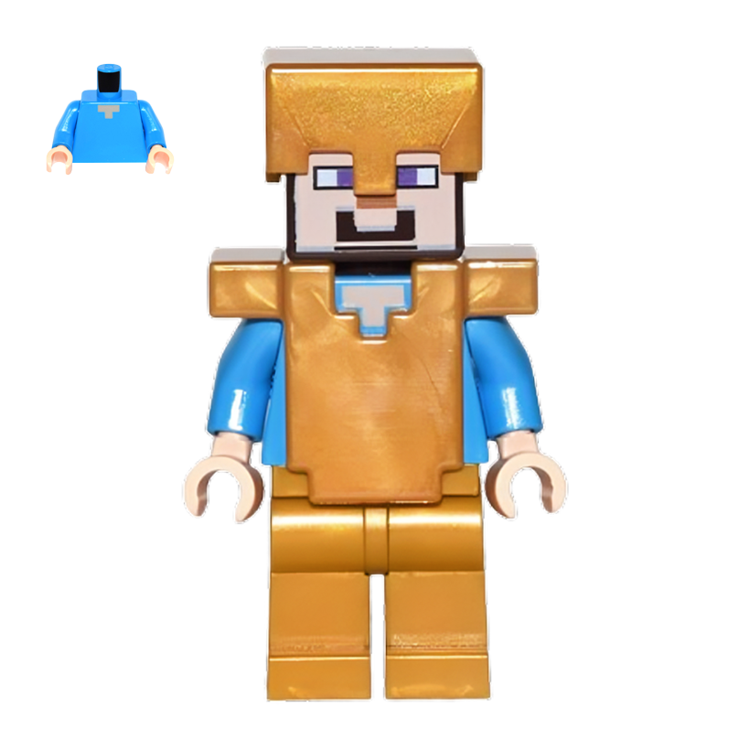 Фігурка Lego Minecraft Steve Pearl Gold Legs Helmet and Armor Games min031 Б/У - Retromagaz