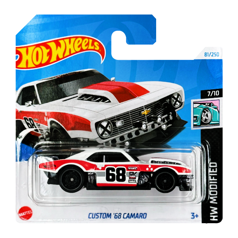 Машинка Базовая Hot Wheels Custom '68 Camaro Modified 1:64 HTD30 White - Retromagaz
