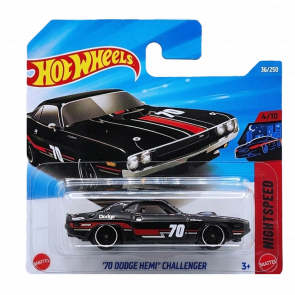 Машинка Базовая Hot Wheels '70 Dodge Hemi Challenger Nightspeed 1:64 JJK79 Black - Retromagaz