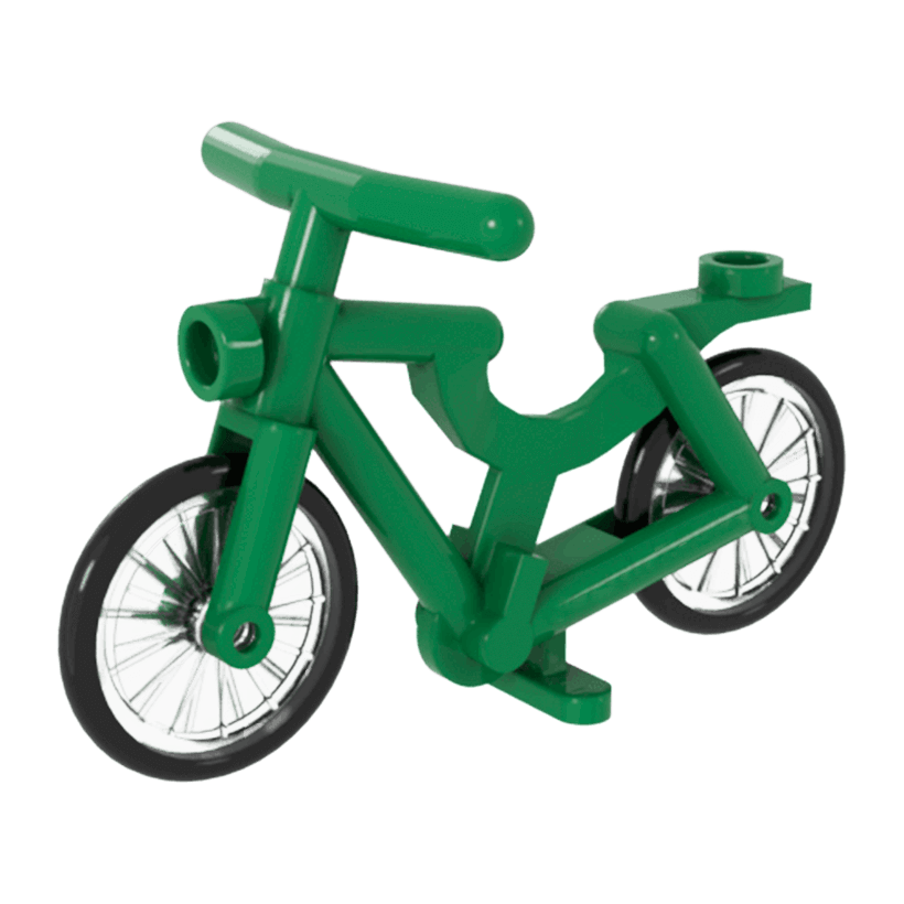Транспорт Lego Велосипед Bicycle Trans-Clear Wheels with Molded Black Hard Rubber Tires 4719c02 4719 92851pb01 Green Б/У - Retromagaz