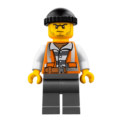 Фігурка Lego 973pb2605 Crook Orange Vest City Police cty0779 Б/У - Retromagaz