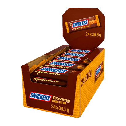 Набір Батончик Snickers з Арахісовим Маслом 36,5g 24шт - Retromagaz