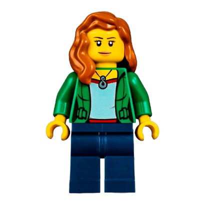Фигурка Lego 973pb1963 Green Female Jacket Open with Necklace City People cty0545 Б/У - Retromagaz
