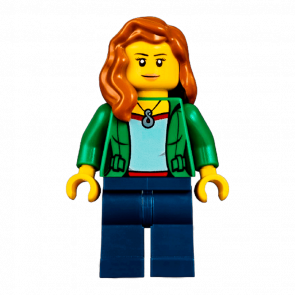 Фигурка Lego People 973pb1963 Green Female Jacket Open with Necklace City cty0545 Б/У - Retromagaz