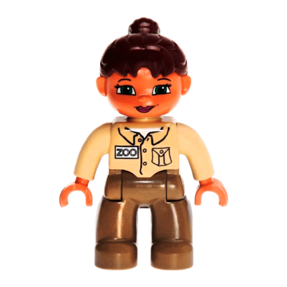 Фігурка Lego Dark Tan Legs Tan Top Reddish Brown Ponytail Hair Green Eyes Duplo Girl 47394pb021 1 Б/У - Retromagaz