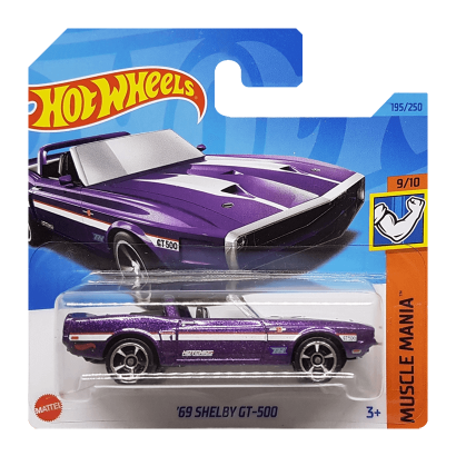 Машинка Базова Hot Wheels '69 Shelby GT-500 Super Treasure Hunt STH Muscle Mania 1:64 HKL22 Purple - Retromagaz