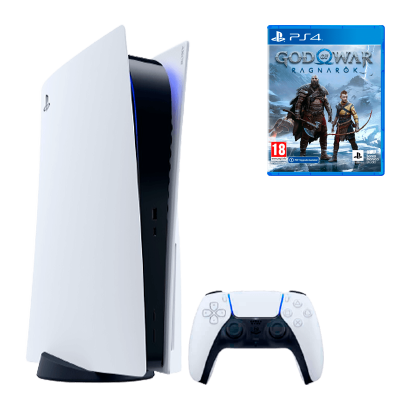 Набір Консоль Sony PlayStation 5 Blu-ray 825GB White Б/У  + Гра God of War: Ragnarok Російська Озвучка - Retromagaz
