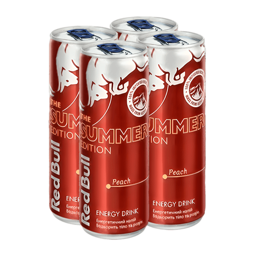 Набір Напій Енергетичний 4шт Red Bull Summer Edition Peach 250ml - Retromagaz