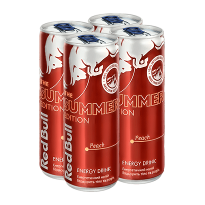 Набор Напиток Энергетический 4шт Red Bull Summer Edition Peach 250ml - Retromagaz