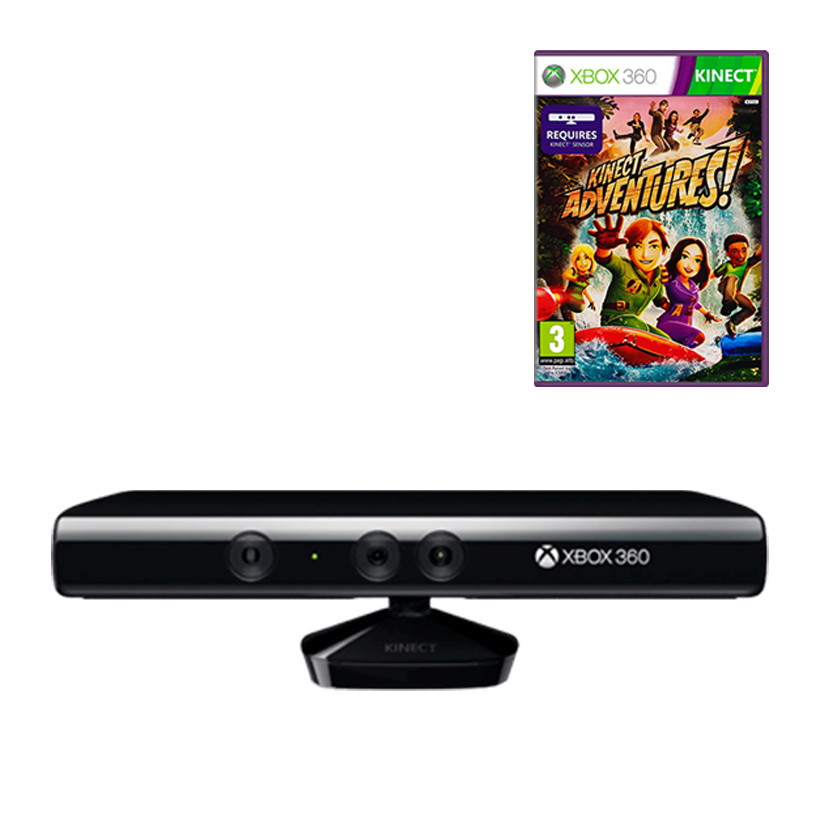 Набор Сенсор Движения Проводной Microsoft Xbox 360 1414 Kinect Black 3m Б/У  + Игра Kinect Adventures! Русские Субтитры - Retromagaz