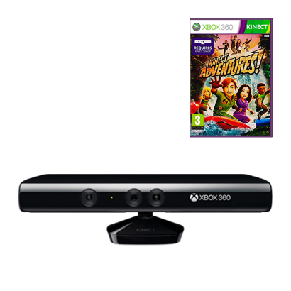 Набор Сенсор Движения Проводной Microsoft Xbox 360 Kinect Black 3m Б/У  + Игра Kinect Adventures! Русские Субтитры - Retromagaz
