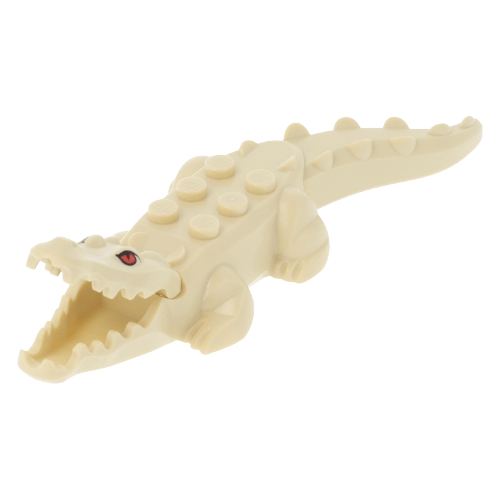Фигурка Lego Вода Alligator Crocodile with 20 Teeth with Red Eyes Pattern with Blue Technic Animals 18904c03pb01 Tan Б/У - Retromagaz