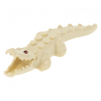 Фигурка Lego Alligator Crocodile with 20 Teeth with Red Eyes Pattern with Blue Technic Animals Вода 18904c03pb01  1 Tan Б/У - Retromagaz