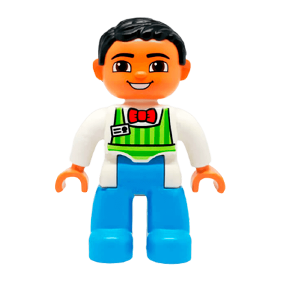 Фигурка Lego Medium Blue Legs Lime Striped Apron Duplo Boy 47394pb182 Б/У - Retromagaz