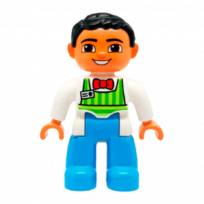 Фигурка Lego Medium Blue Legs Lime Striped Apron Duplo Boy 47394pb182 Б/У