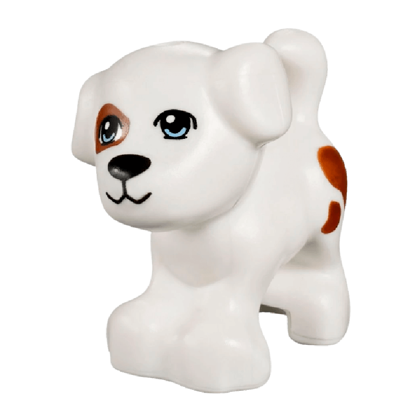 Фігурка Lego Земля Dog Friends Puppy Bright Light Blue Eyes Black Mouth Brown Patch Animals 93088pb01 4622071 6017039 White Б/У - Retromagaz