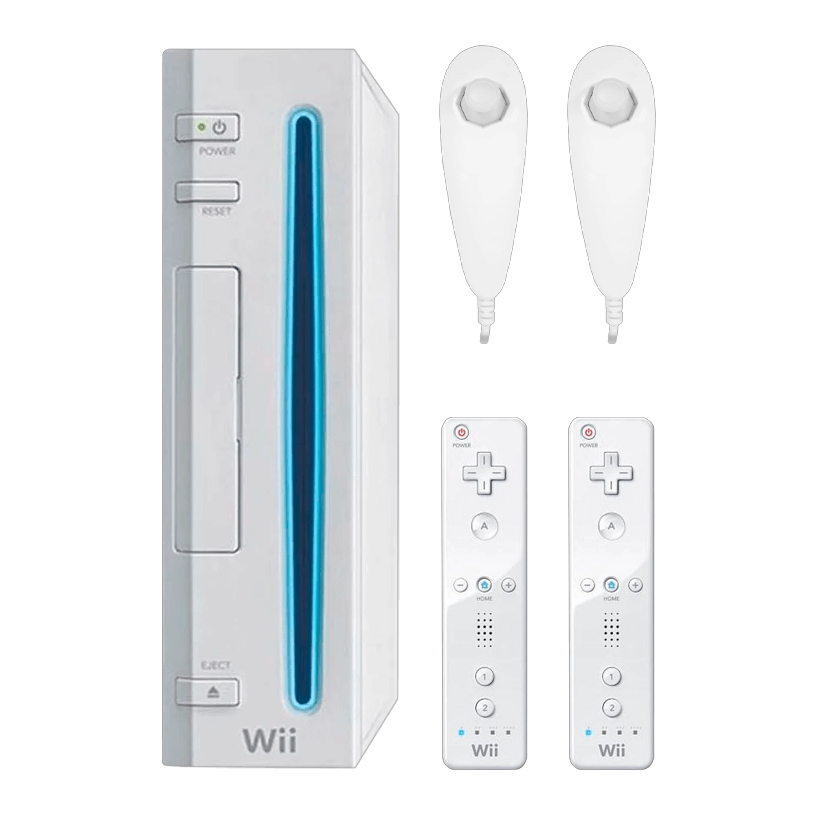 Набор Консоль Nintendo Wii RVL-001 Europe Модифицированная 120GB White + 5 Встроенных Игр Б/У  + Контроллер Беспроводной Remote 2шт + Проводной Nunchuk 2шт - Retromagaz
