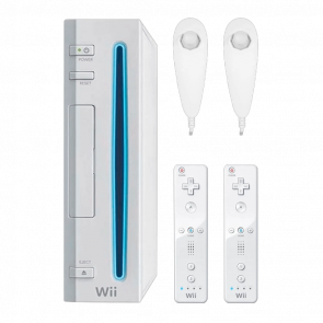 Набор Консоль Nintendo Wii RVL-001 Europe Модифицированная 120GB White + 5 Встроенных Игр Б/У  + Контроллер Беспроводной Remote 2шт + Проводной Nunchuk 2шт - Retromagaz