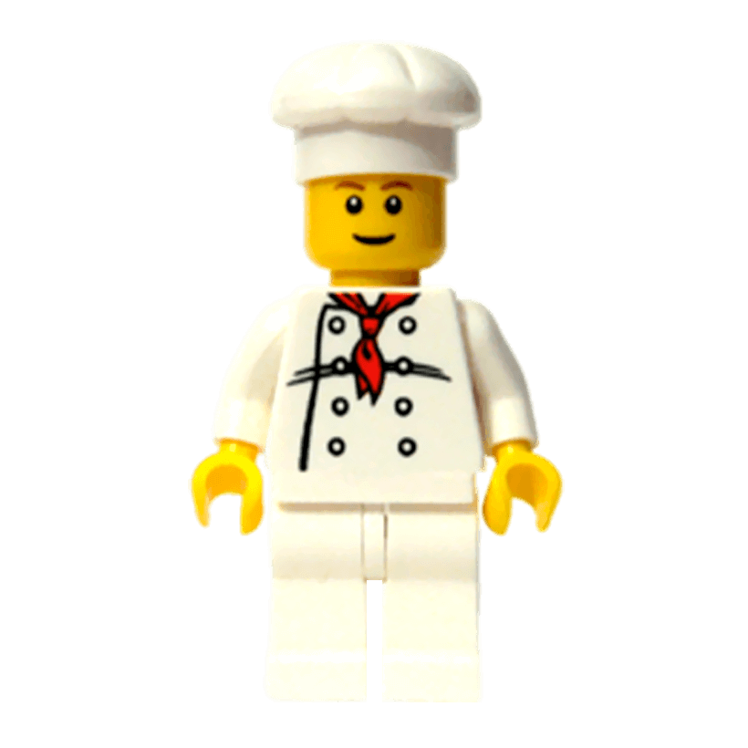 Фігурка Lego People 973px4 Chef White Torso with 8 Buttons City chef017a 1 Б/У - Retromagaz