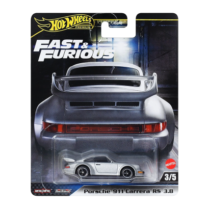 Машинка Premium Hot Wheels Porsche 911 Carrera RS 3.8 Fast & Furious 1:64 JBM03 Grey - Retromagaz