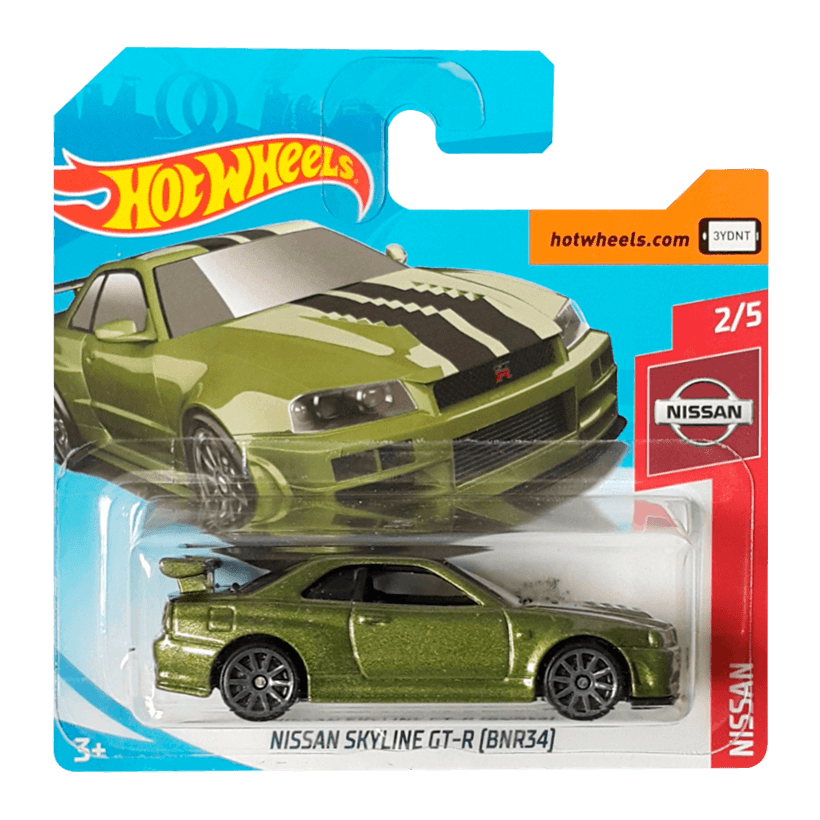 Машинка Базова Hot Wheels Skyline GT-R (BNR34) Nissan 1:64 FYC52 Green - Retromagaz