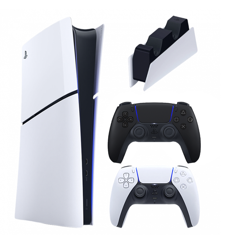 Набор Консоль Sony PlayStation 5 Slim Digital Edition 825GB White Новый  + Геймпад Беспроводной DualSense Midnight Black + Зарядное Устройство Проводной DualSense - Retromagaz