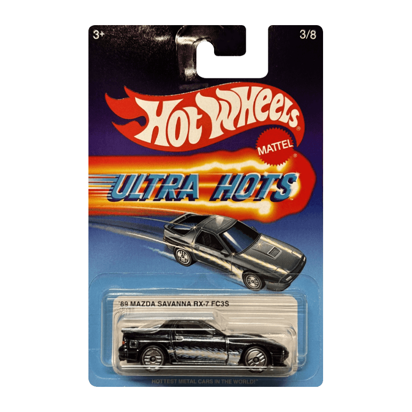 Тематическая Машинка Hot Wheels '89 Mazda Savanna RX-7 FC3S Ultra Hots 1:64 JBY62 Black - Retromagaz