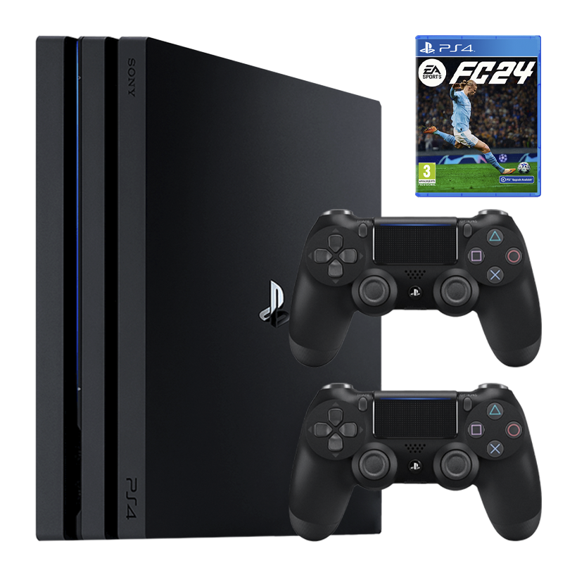 Набор Консоль Sony PlayStation 4 Pro CUH-72xx 1TB Black Б/У  + Игра EA Sports FC 24 Русская Озвучка + Геймпад Беспроводной DualShock 4 Version 2 - Retromagaz