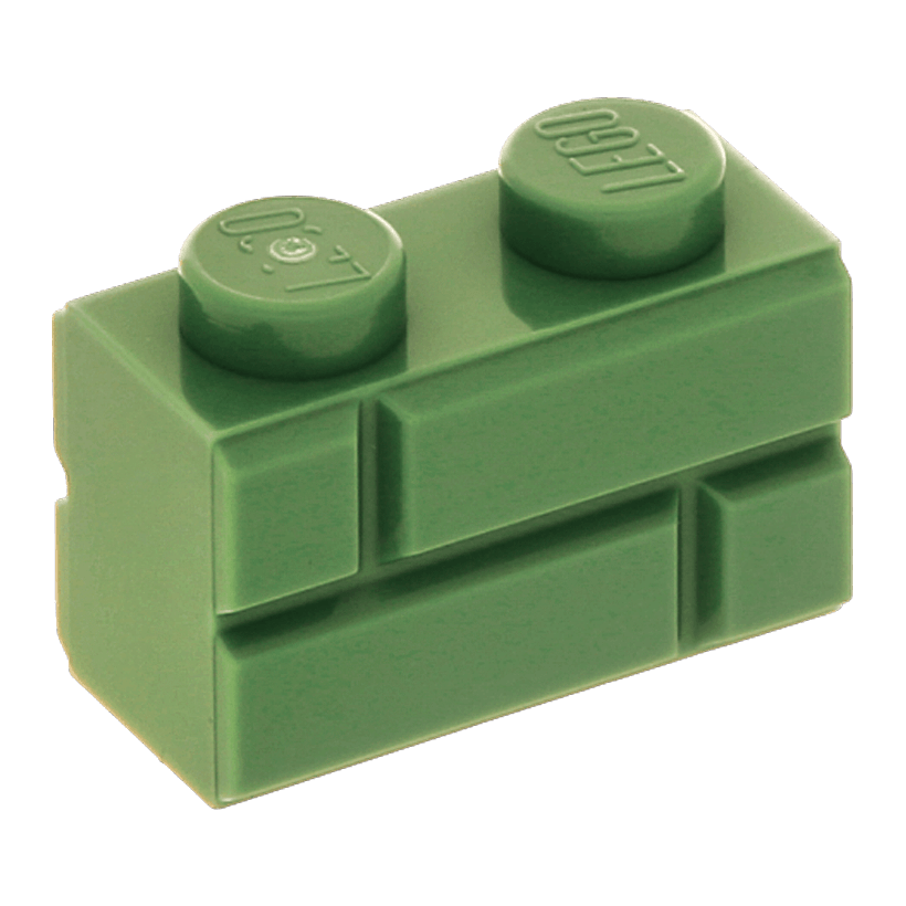 Кубик 4шт Lego Модифікована with Masonry Profile 1 x 2 98283 6075617 Sand Green Б/У - Retromagaz