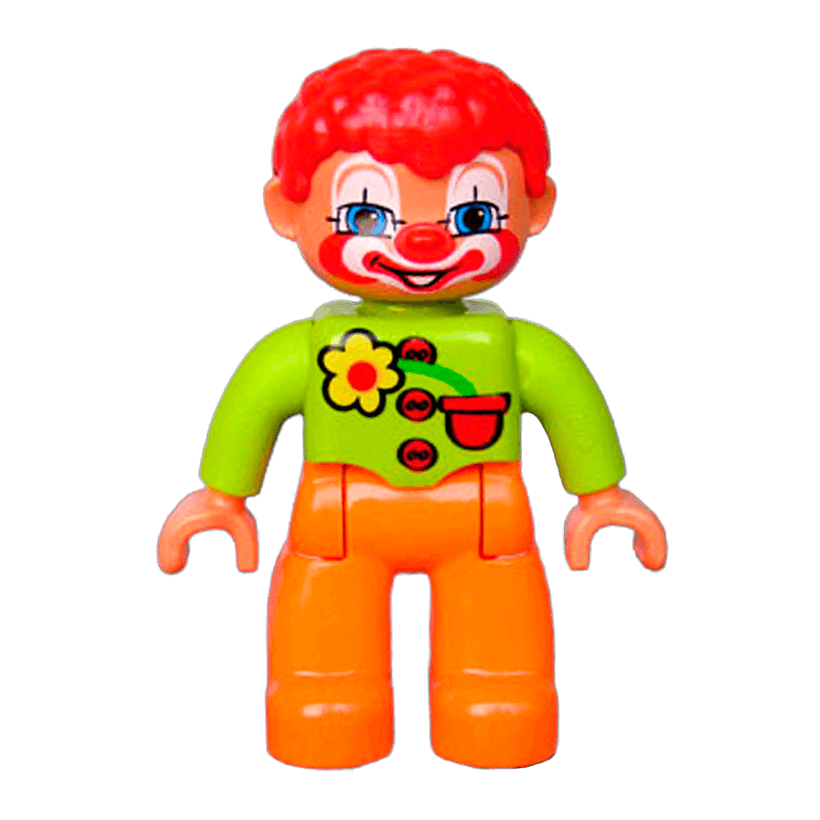 Фигурка Lego Boy Clown Orange Legs Lime Top with Three Buttons Duplo 47394pb109 1 Б/У - Retromagaz