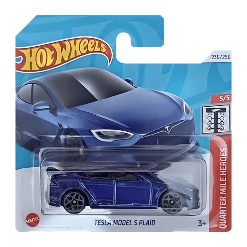 Машинка Базовая Hot Wheels Tesla Model S Plaid Quarter Mile Heroes 1:64 HRY91 Blue - Retromagaz